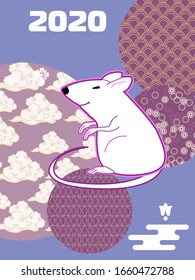 Cover template set with funny mouse and Patterns in Modern Style geometric ornate shapes.