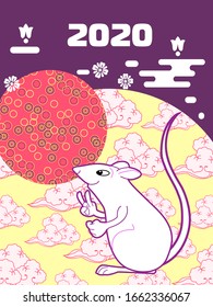 Titelvorlage mit lustiger Maus und Mustern in geometrischen Formen im modernen Stil.