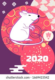 Cover template set with funny mouse and Patterns in Modern Style geometric ornate shapes.