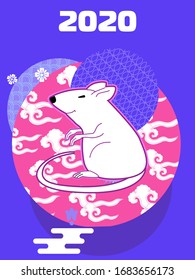 Cover template set with funny mouse and Patterns in Modern Style geometric ornate shapes.