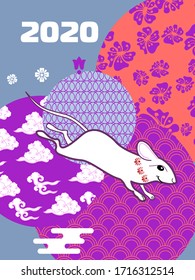 Titelvorlage mit lustiger Maus und Mustern in geometrischen Formen im modernen Stil.