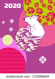 Cover template set with funny mouse and Patterns in Modern Style geometric ornate shapes.