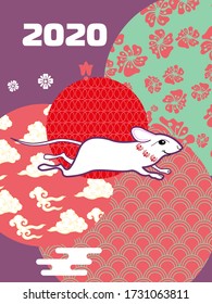Cover template set with funny mouse and Patterns in Modern Style geometric ornate shapes.
