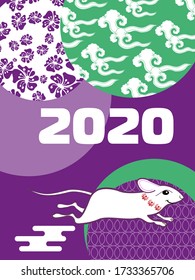 Cover template set with funny mouse and Patterns in Modern Style geometric ornate shapes.