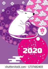 Cover template set with funny mouse and Patterns in Modern Style geometric ornate shapes.