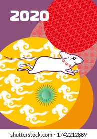 Cover template set with funny mouse and Patterns in Modern Style geometric ornate shapes.