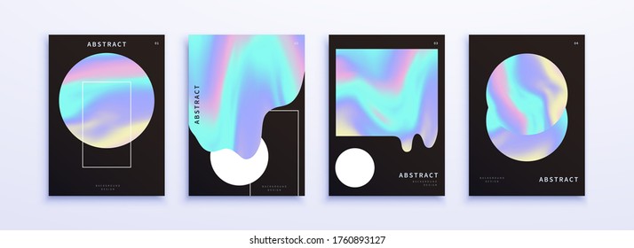 Cover template set with holographic gradient design, for brochure, presentation, flyer and booklet cover use