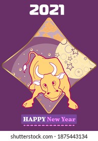 Cover template set with Patterns in Modern Style geometric ornate shapes. Visual drawing of ad poster to Happy new year or Chinese new year banner with bull.