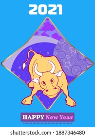 Cover template set with Patterns in Modern Style geometric ornate shapes. Visual drawing of ad poster to Happy new year or Chinese new year banner with bull.