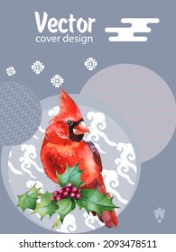 Cover Template Set mit Mustern in Modern Style geometrische Ornate Formen mit Kardinal Vogel. Visuelles Zeichnen von Werbeplakaten oder Bannern.