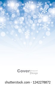 Cover template with snowflakes falling design for book, brochure, report or poster.