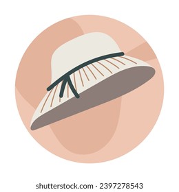 Plantilla de portada para los aspectos más destacados de los medios sociales. Vector aislado Etiqueta redonda o icono, mujeres de moda sombrero de verano, estilo plano.