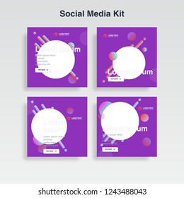 cover template, social media kit, cover design, banner, memphis background