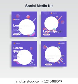 cover template, social media kit, cover design, banner, memphis background