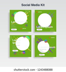 cover template, social media kit, cover design, banner, memphis background