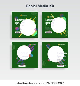 cover template, social media kit, cover design, banner, memphis background