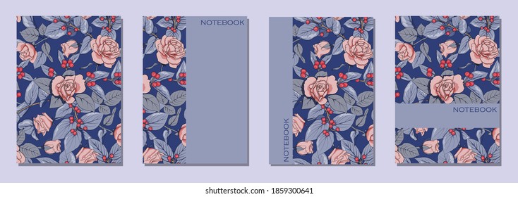 Cover template. Vector web of floral templates for notebooks, diaries, catalogs, brochures, books, etc.