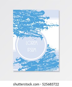 Cover template. Vertical presentation vector design. Brochure page background. Abstract blue color booklet layout. 