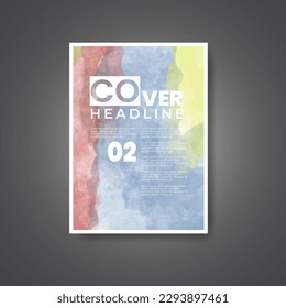 Cover template with watercolor background. Design for your cover, date, postcard, banner, logo.