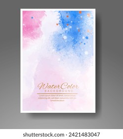 Cover template with watercolor background. Design for your cover, date, postcard, banner, logo.