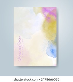 Cover template with watercolor background. Design for your cover, date, postcard, banner, logo.