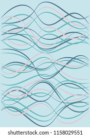 Cover Template with Waves Curve Lines. Wavy Background.  Graphic Striped Vector Illustration. Modern pattern for advertising and marketing banner, flier or poster. Youth style waves curve stripes.
