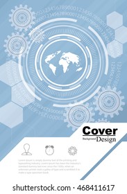 Cover template with world technology concept for book, brochure, report or poster.