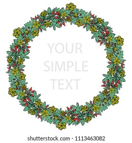 Cover template with a wreath of flowers for brochures, posters, banners, postcard.