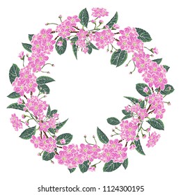 Cover template with a wreath of flowers for brochures, posters, banners, postcard.