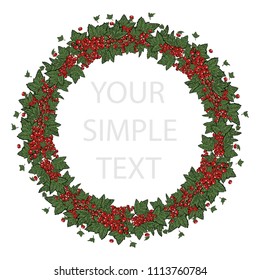 Cover template with a wreath of red currant for brochures, posters, banners, postcards.