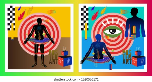Cover templates with abstract backgrounds, geometric style flat and 3d design elements. Retro art for banners, flyers, placards and posters.