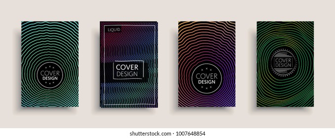 Cover templates design set with abstract fluid colors. Modern liquid trendy colorful shapes. Futuristic digital set of vector cover illustration. Branding, posters, banners, catalog or reports.