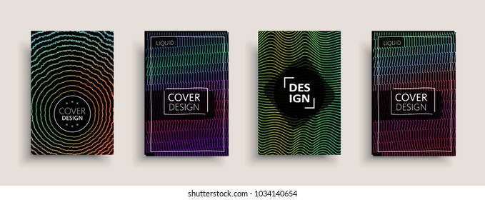 Cover templates design set with abstract fluid colors. Modern liquid trendy colorful shapes. Futuristic digital set of vector cover illustration. Branding, posters, banners, catalog or reports.