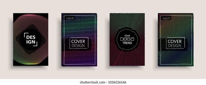 Cover templates design set with abstract fluid colors. Modern liquid trendy colorful shapes. Futuristic digital set of vector cover illustration. Branding, posters, banners, catalog or reports.