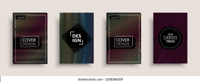 Cover templates design set with abstract fluid colors. Modern liquid trendy colorful shapes. Futuristic digital set of vector cover illustration. Branding, posters, banners, catalog or reports.