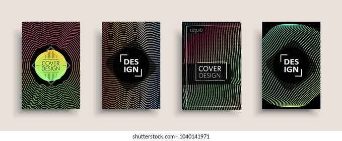 Cover templates design set with abstract fluid colors. Modern liquid trendy colorful shapes. Futuristic digital set of vector cover illustration. Branding, posters, banners, catalog or reports.