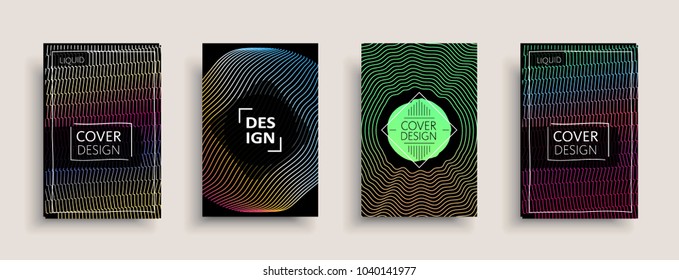 Cover templates design set with abstract fluid colors. Modern liquid trendy colorful shapes. Futuristic digital set of vector cover illustration. Branding, posters, banners, catalog or reports.