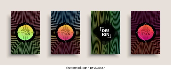 Cover templates design set with abstract fluid colors. Modern liquid trendy colorful shapes. Futuristic digital set of vector cover illustration. Branding, posters, banners, catalog or reports.