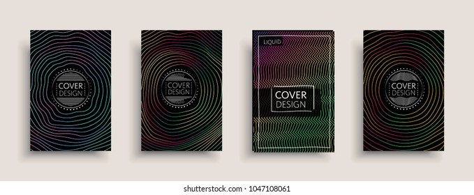 Cover templates design set with abstract fluid colors. Modern liquid trendy colorful shapes. Futuristic digital set of vector cover illustration. Branding, posters, banners, catalog or reports.