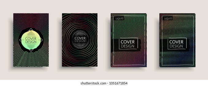 Cover templates design set with abstract fluid colors. Modern liquid trendy colorful shapes. Futuristic digital set of vector cover illustration. Branding, posters, banners, catalog or reports.