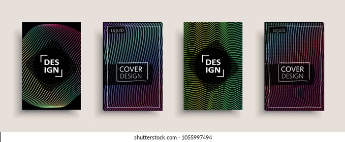 Cover templates design set with abstract fluid colors. Modern liquid trendy colorful shapes. Futuristic digital set of vector cover illustration. Branding, posters, banners, catalog or reports.