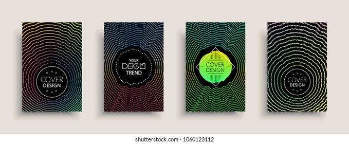 Cover templates design set with abstract fluid colors. Modern liquid trendy colorful shapes. Futuristic digital set of vector cover illustration. Branding, posters, banners, catalog or reports.
