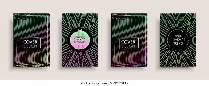 Cover templates design set with abstract fluid colors. Modern liquid trendy colorful shapes. Futuristic digital set of vector cover illustration. Branding, posters, banners, catalog or reports.