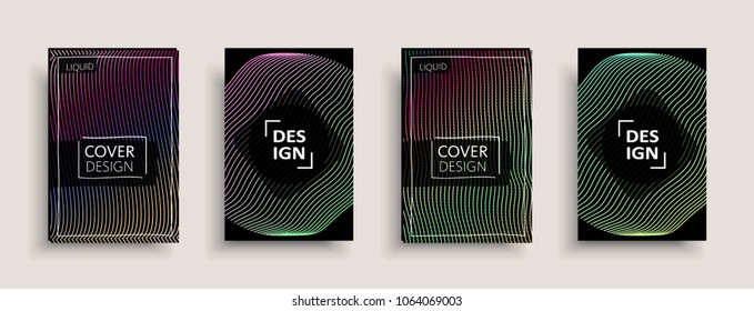Cover templates design set with abstract fluid colors. Modern liquid trendy colorful shapes. Futuristic digital set of vector cover illustration. Branding, posters, banners, catalog or reports.