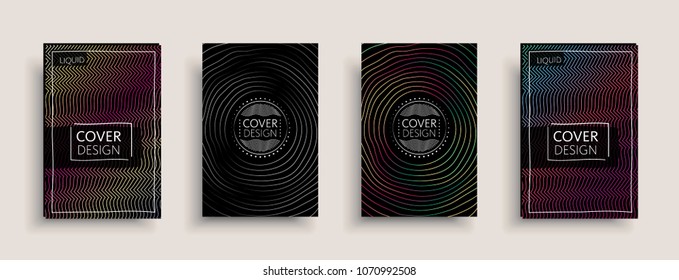 Cover templates design set with abstract fluid colors. Modern liquid trendy colorful shapes. Futuristic digital set of vector cover illustration. Branding, posters, banners, catalog or reports.