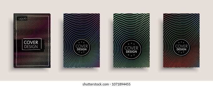 Cover templates design set with abstract fluid colors. Modern liquid trendy colorful shapes. Futuristic digital set of vector cover illustration. Branding, posters, banners, catalog or reports.