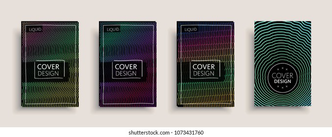 Cover templates design set with abstract fluid colors. Modern liquid trendy colorful shapes. Futuristic digital set of vector cover illustration. Branding, posters, banners, catalog or reports.