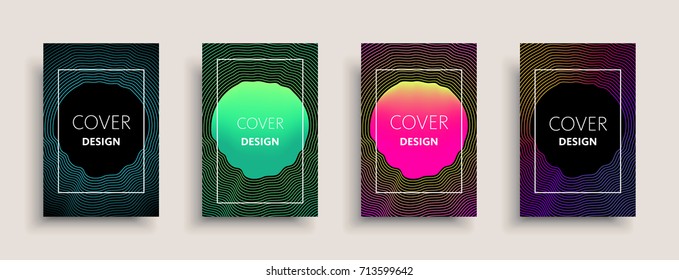 Cover templates design set with abstract fluid colors. Modern liquid trendy colorful shapes. Futuristic digital set of vector cover illustration. Branding, posters, banners, catalog or reports.