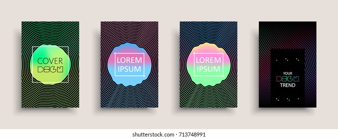 Cover templates design set with abstract fluid colors. Modern liquid trendy colorful shapes. Futuristic digital set of vector cover illustration. Branding, posters, banners, catalog or reports.