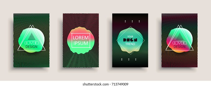 Cover templates design set with abstract fluid colors. Modern liquid trendy colorful shapes. Futuristic digital set of vector cover illustration. Branding, posters, banners, catalog or reports.